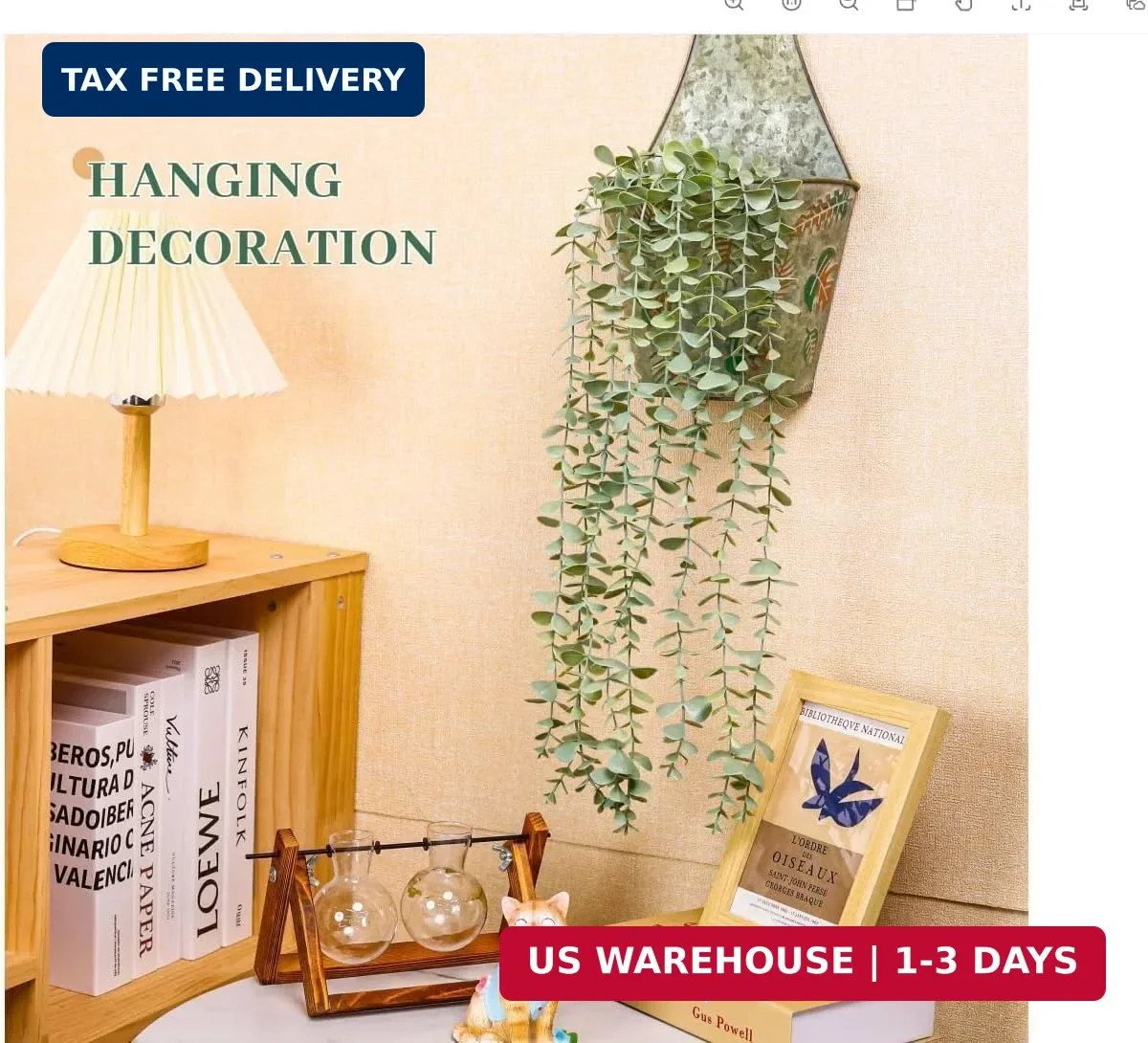 Der Rose 1Pcs Fake Plants Hanging Artificial Potted Faux Eucalyptus Plants for M