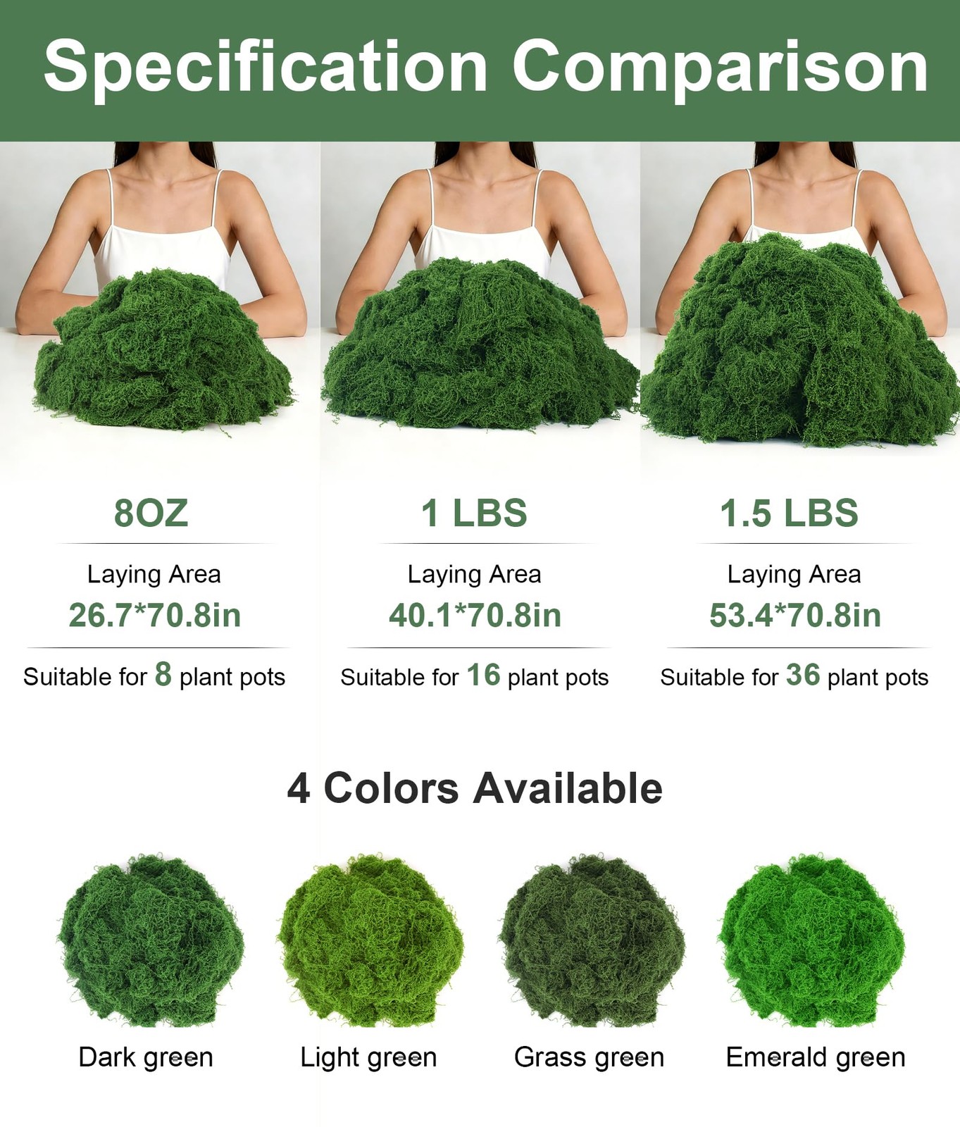 PCREGPAE 8oz Dark Green Fake Moss