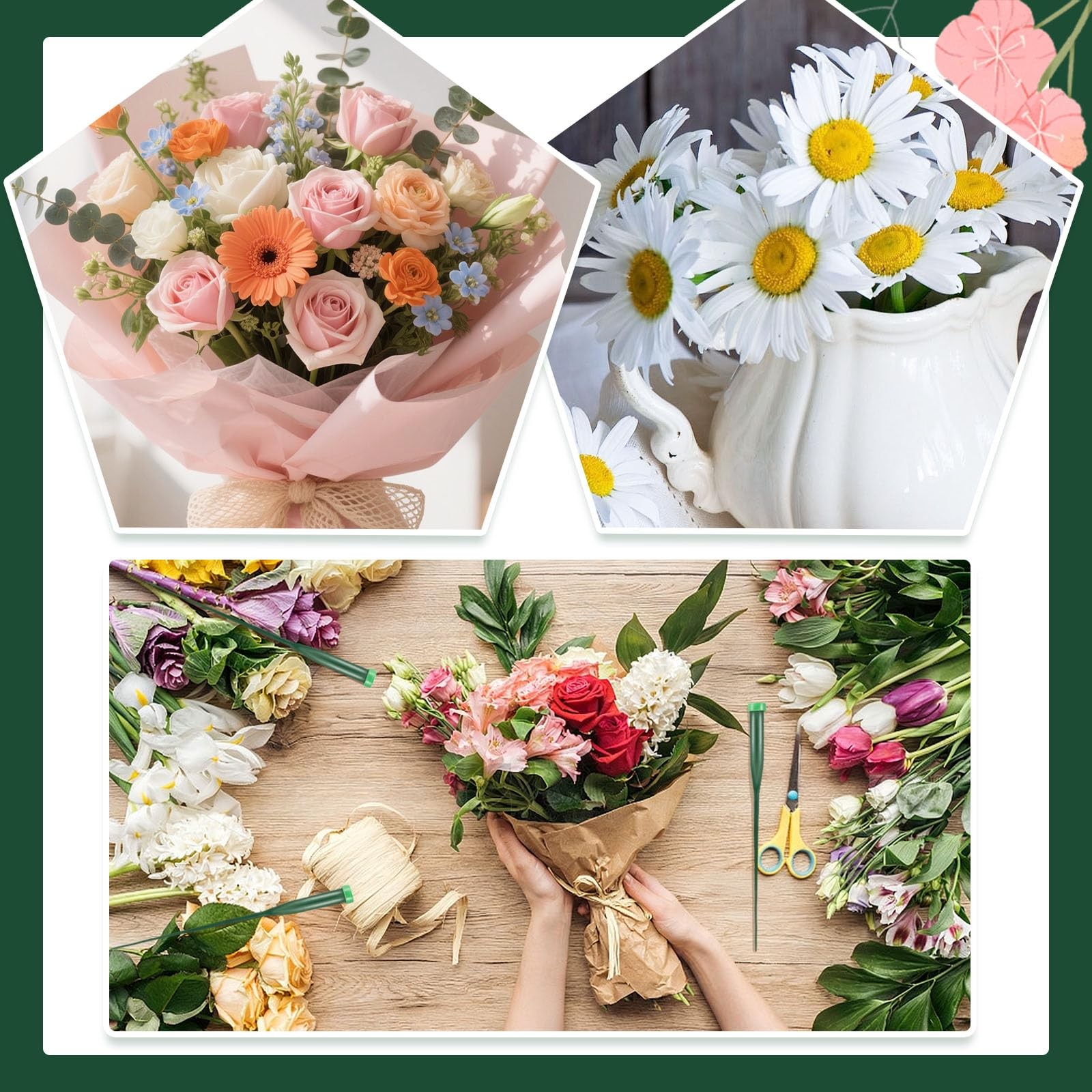 120 PCS Floral Water Tubes,12 Inch Green Flower Stem Water Vials with Rubber …
