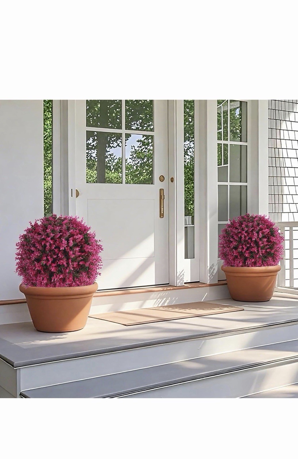 2 Pack 26″ Artificial Boxwood Topiary Trees UV Resistant Shrubs w/ Ground Spikes