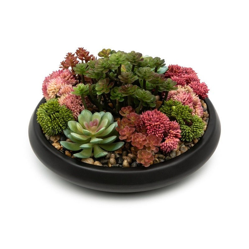Faux Succulent Bowl Lifelike Plants No Care Decorative Home Office Decor New