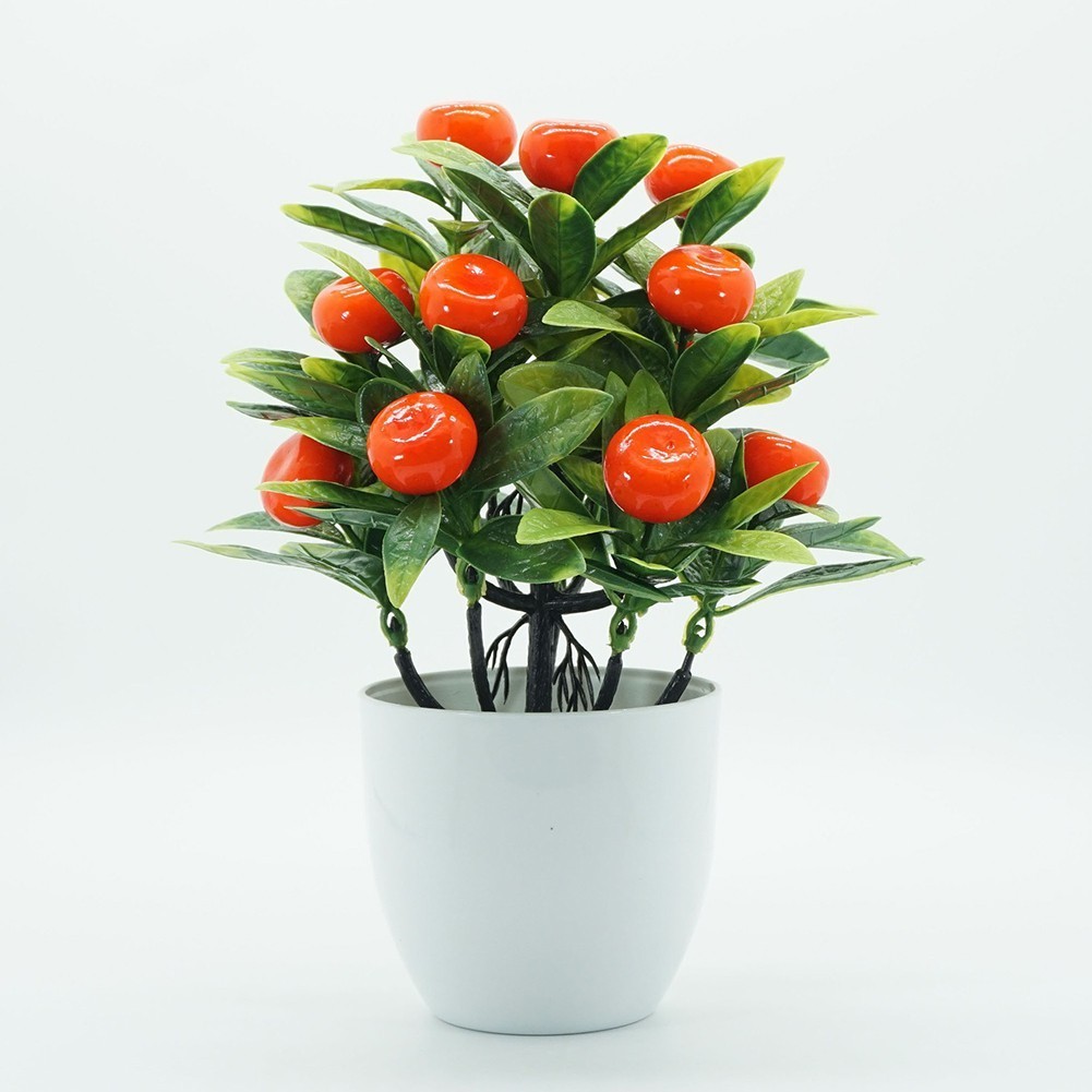 Small Artificial Fruit Tree Plastic Potted Plant for Home Office Decor