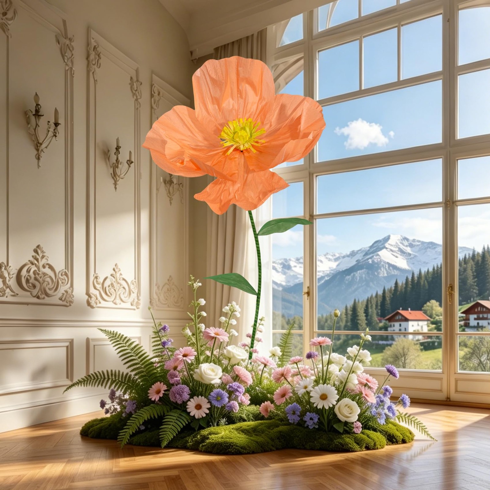 5.9 Ft Handcrafted Poppy Flowers – Giant Flowers for Decoration for Garden, W…