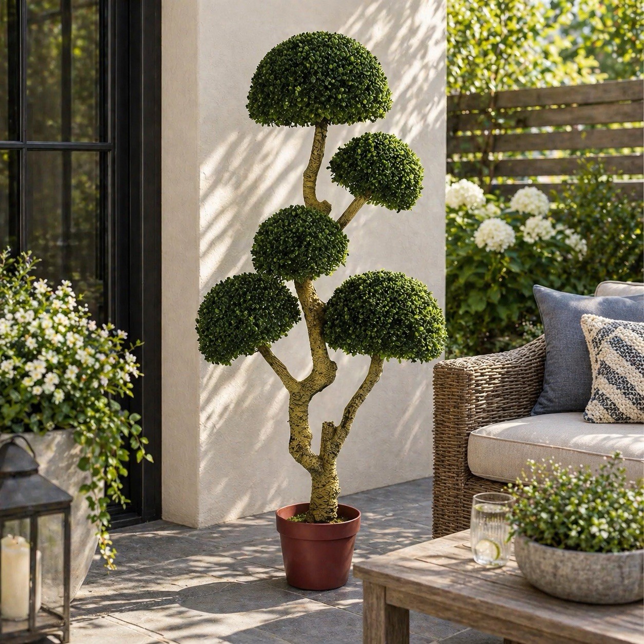 5′ Five Head Boxwood Artificial Tree UV Resistant (Indoor/Outdoor). Retail $512