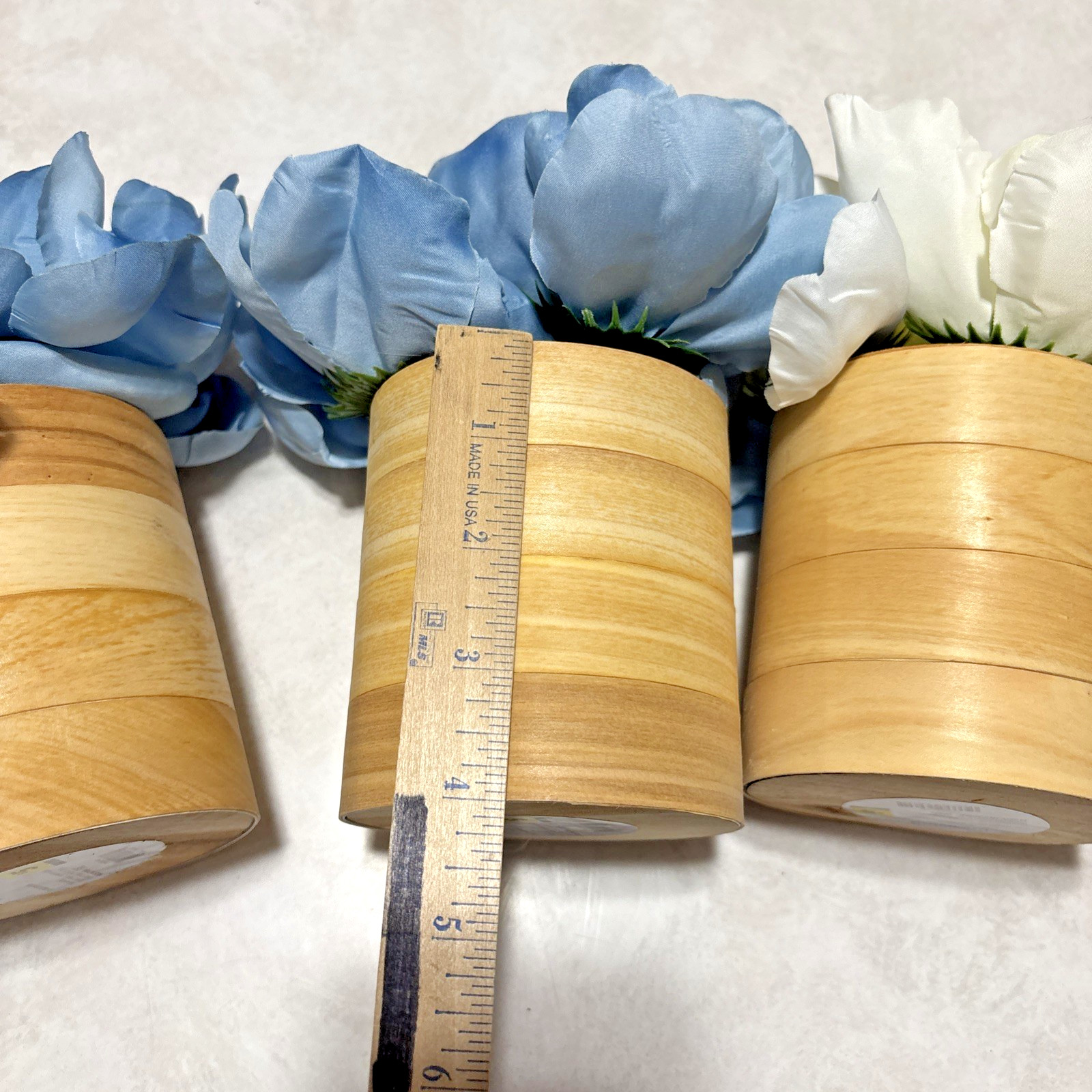 Set of 4 True Living Artificial Blue & White Flowers Decorations, NWT