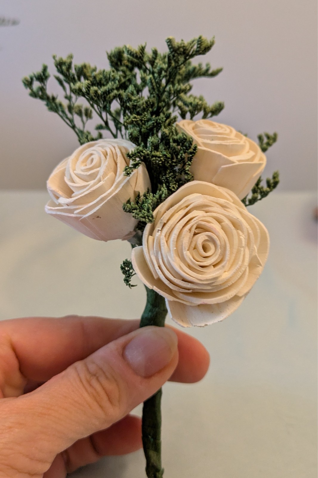 Sola wood flowers mini bouquet with white roses- hand made