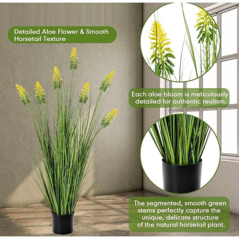 4 Ft. Artificial Cattail Grass in Pot -Home Office Decor Floor Plants and Flower