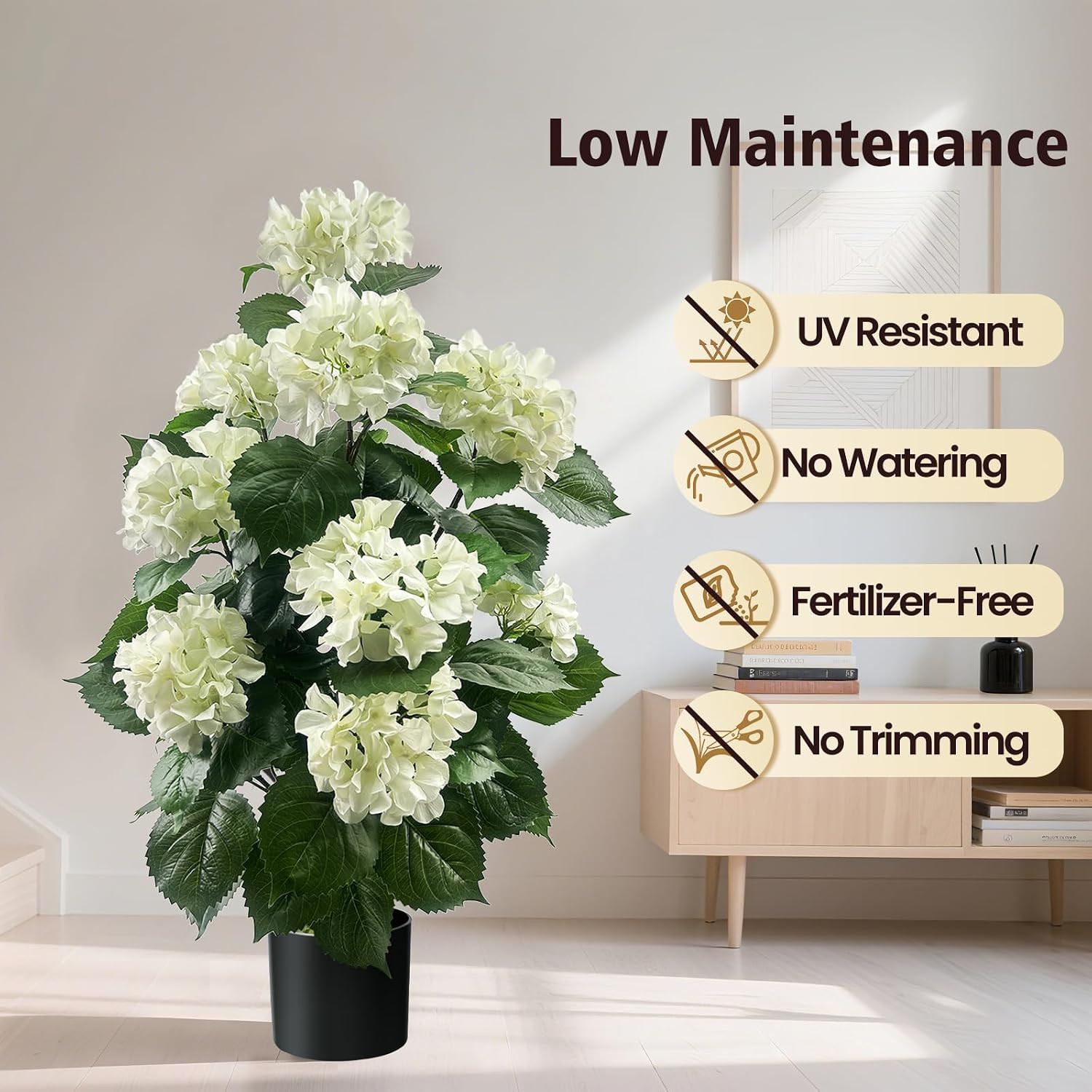3FT Artificial Hydrangea Tree, White Hydrangea Artificial Flowers for Indoor Out