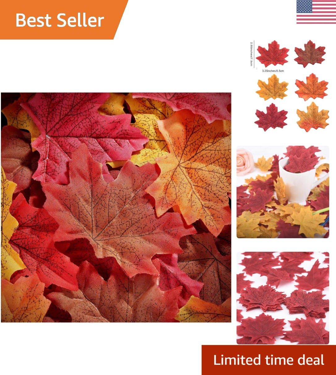 Autumn Maple Leaves – Mixed Colors – Weddings, Events, Scrapbooking – Polyester