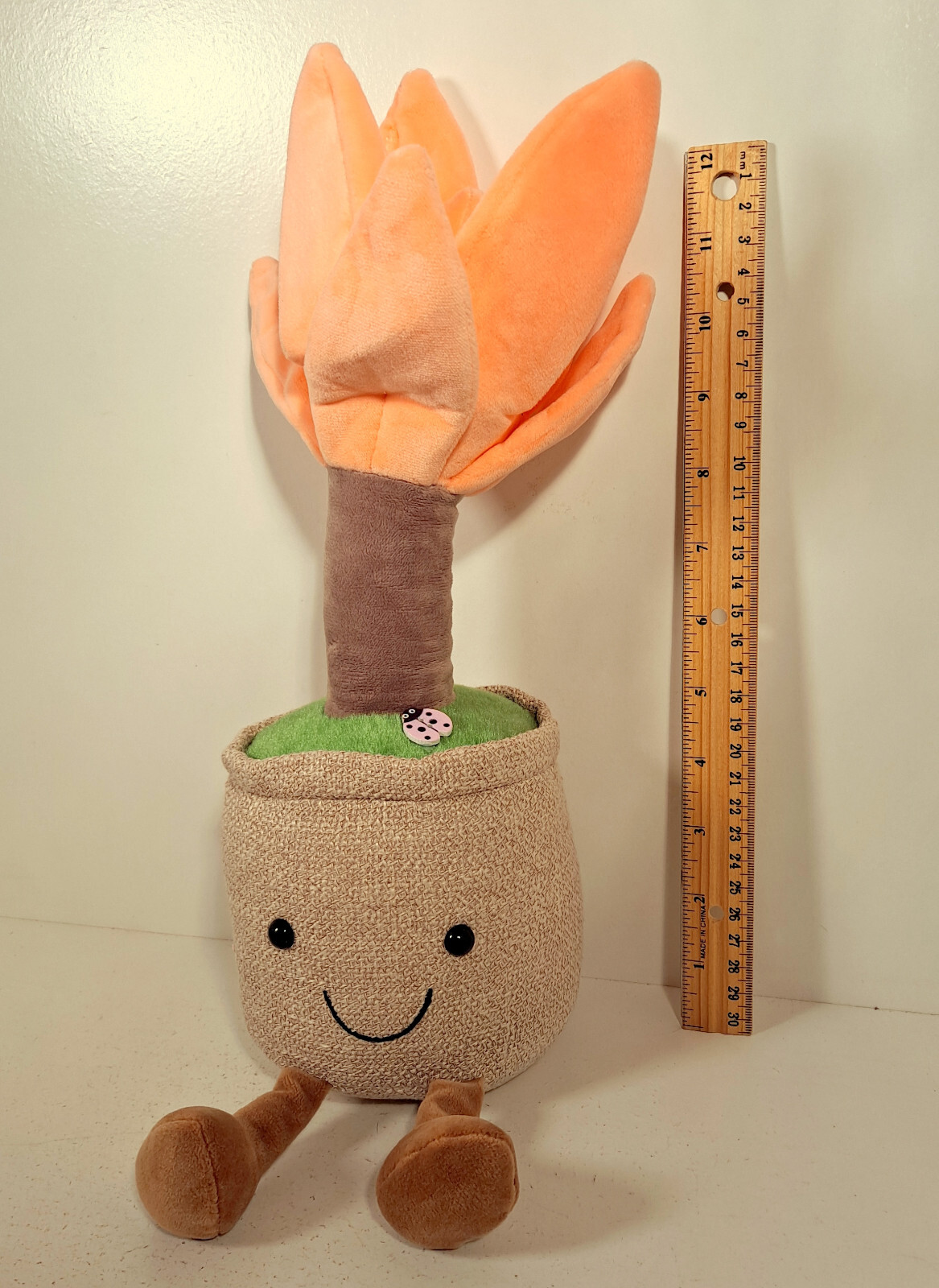 Pink Plush Flower Pot Succulent Tree Happy Plant Doll Stuffed Desk Window Decor