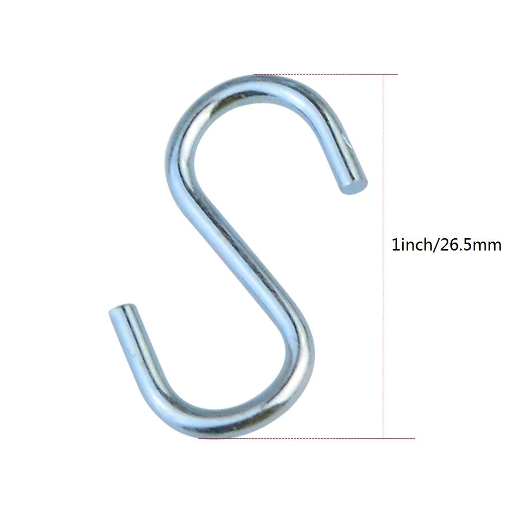 Nydotd 180 Pcs 1 Inch S Hook Connectors, Mini Metal 26mm, Silver blue