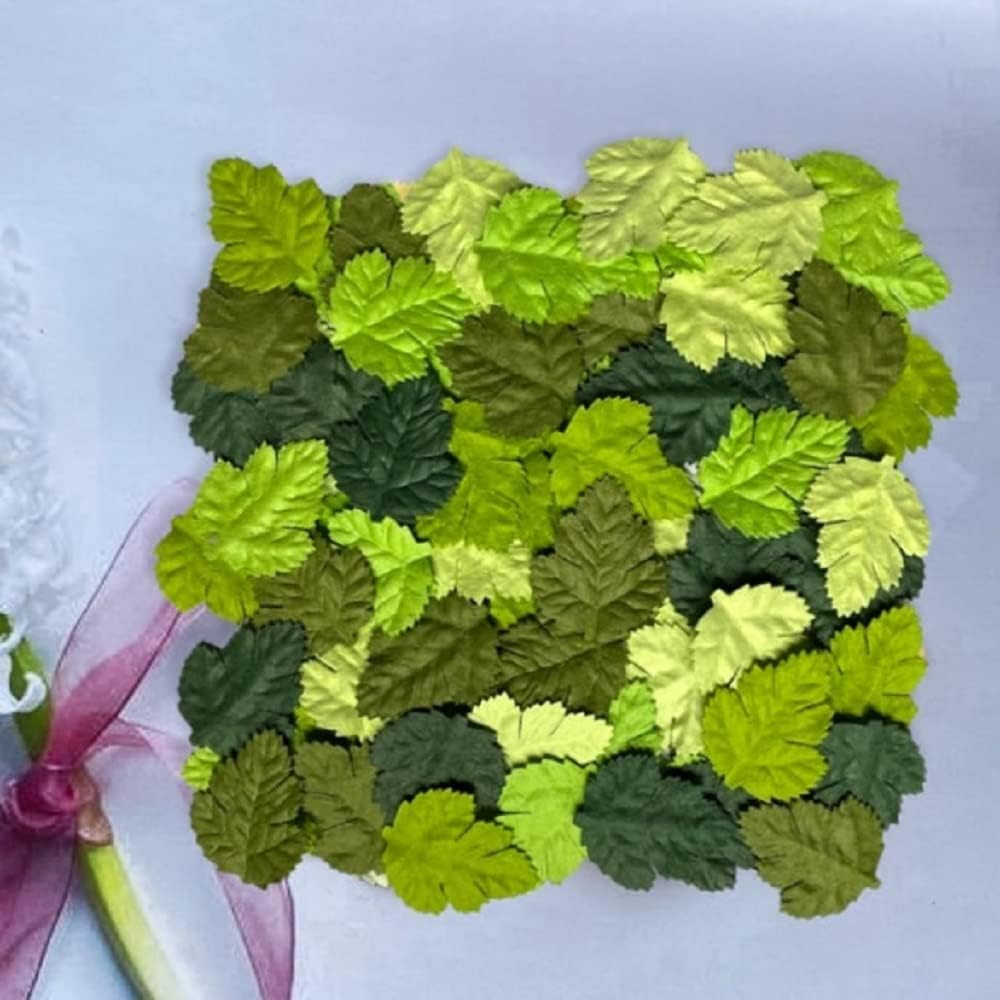 100PCS Mulberry Paper Fern Leaves, Artificial Green Paper Leaves for DIY Crafts,