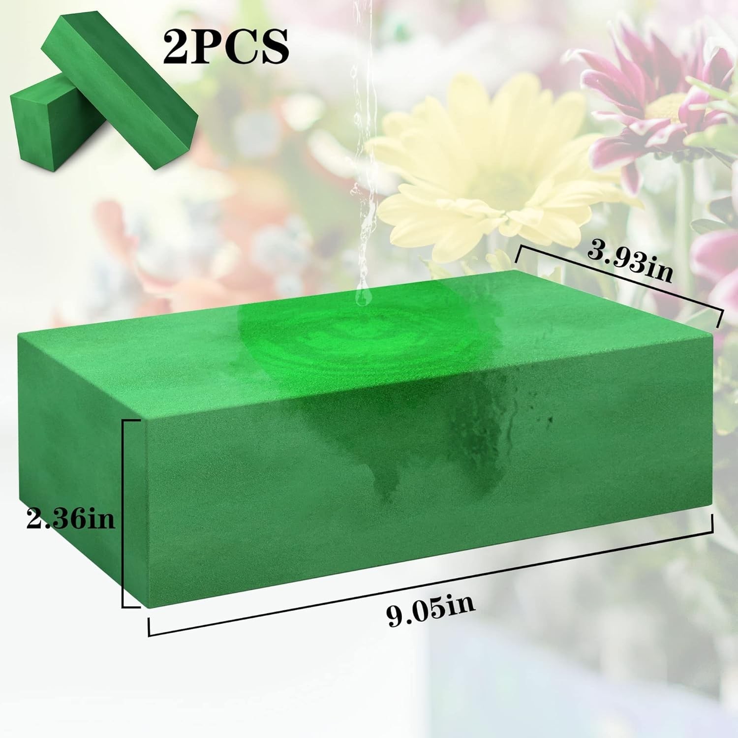 Pack of 2 Large Size Floral Foam Blocks Fresh & Artificial Flowers 9” L x 4” W