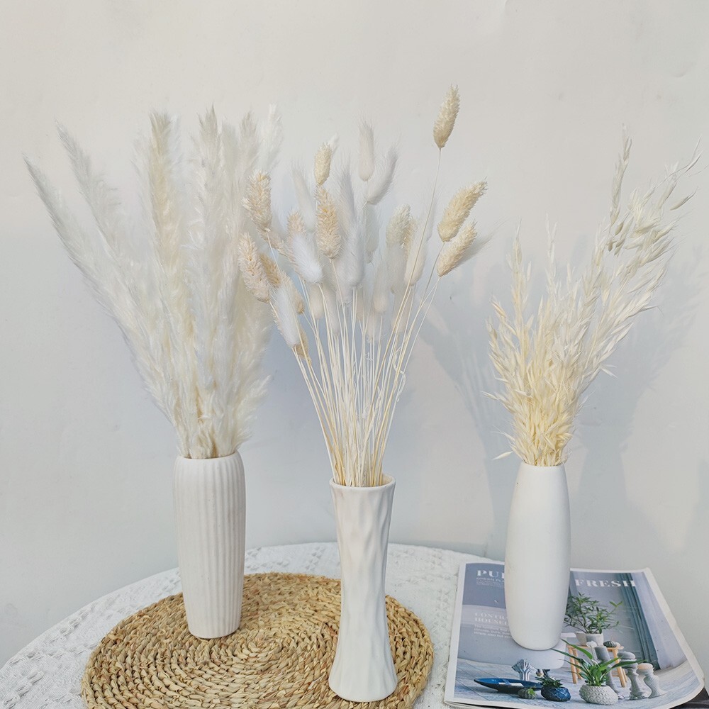 75 Pcs Dried White Pampas Grass 17″ Decor for DIY Flower Arrangements #20