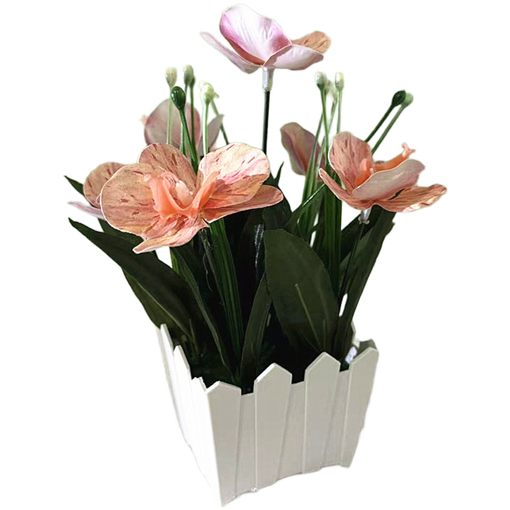 Fake Phalaenopsis Orchid Potted Plant Plastic Flower for Living Room Decor