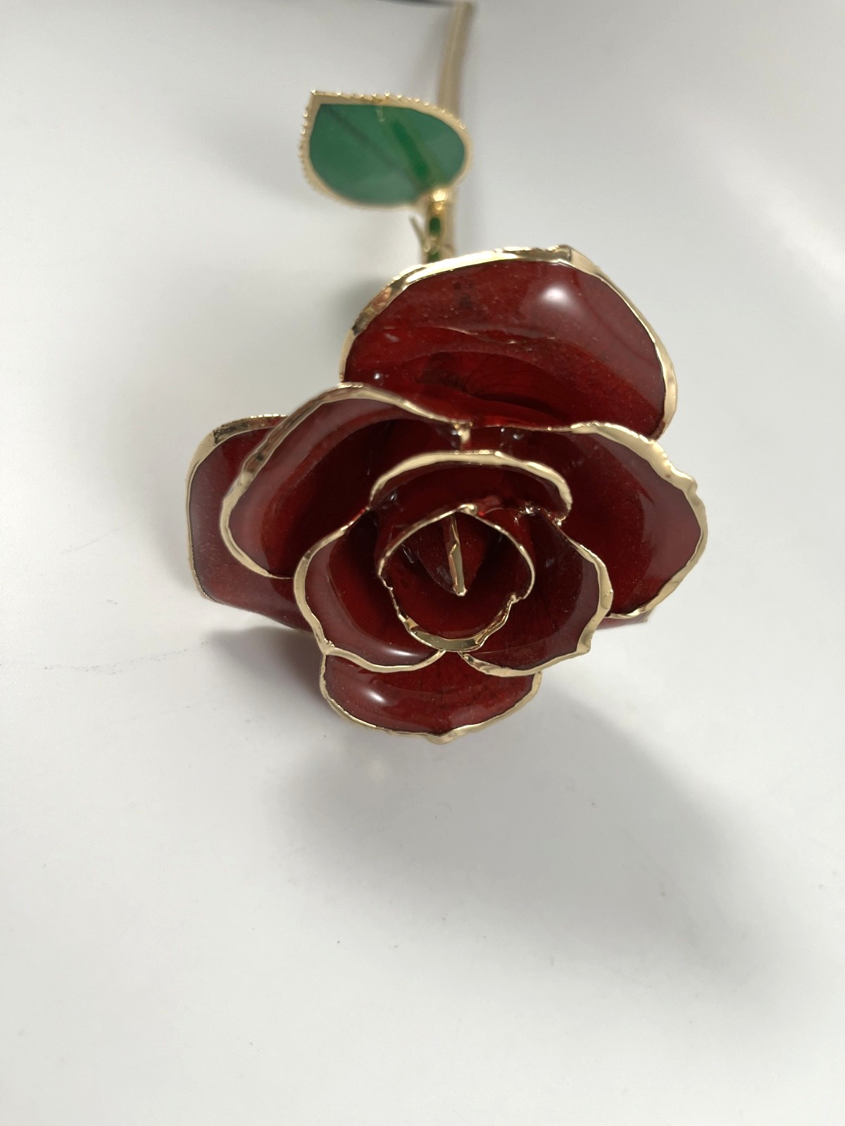 NIB DEFAITH 24K GOLD DIPPED RED WINE ROSE ANNIVERSARY GIFT w/BOX