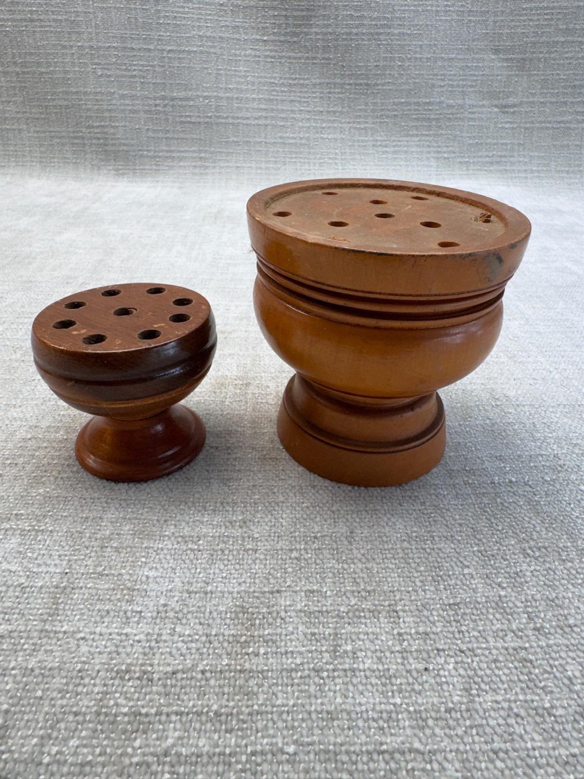 Lot 2 Brown Wood Flower Planters 5 In Round Houseplant Floral Decor As Is