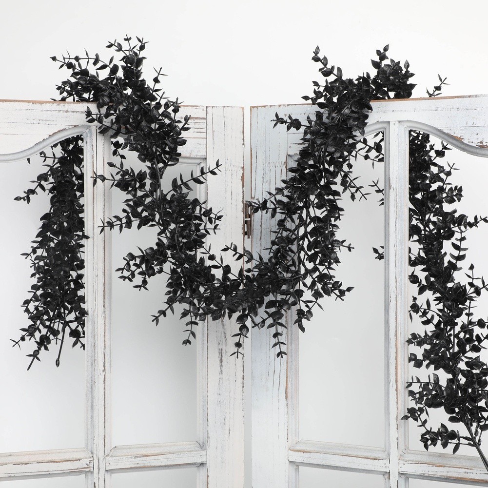 Eucalyptus Wall Hanging Black Silk 178cm for Living Room Bedroom Decor