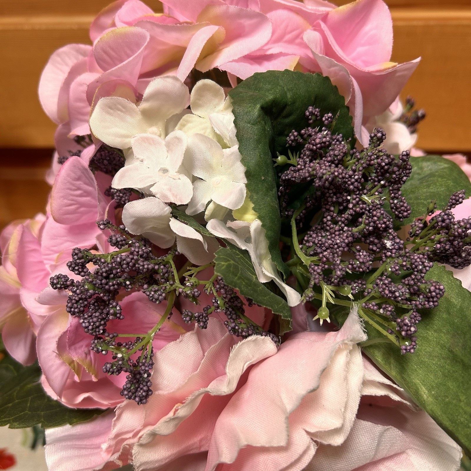 Faux Flower Arrangement Pink Hydrangeas Peonies Wedding Shower Garden Tea Party