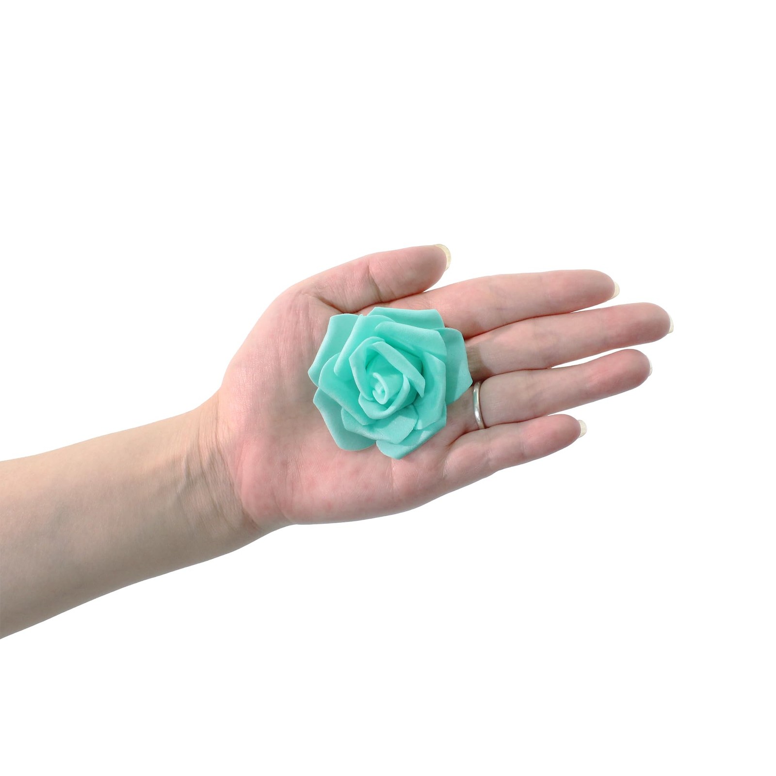 100 PCS Teal Green 2 Inch Artificial Flowers Foam Rose Head Table Centerpiece