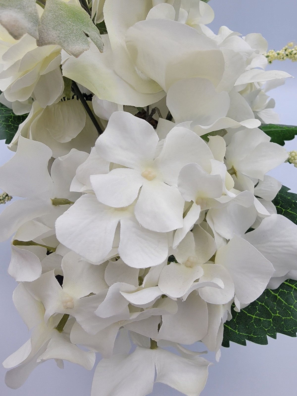 Faux Flowers Cream Peonies, Hydrangeas, Roses Ivy, Wood Box