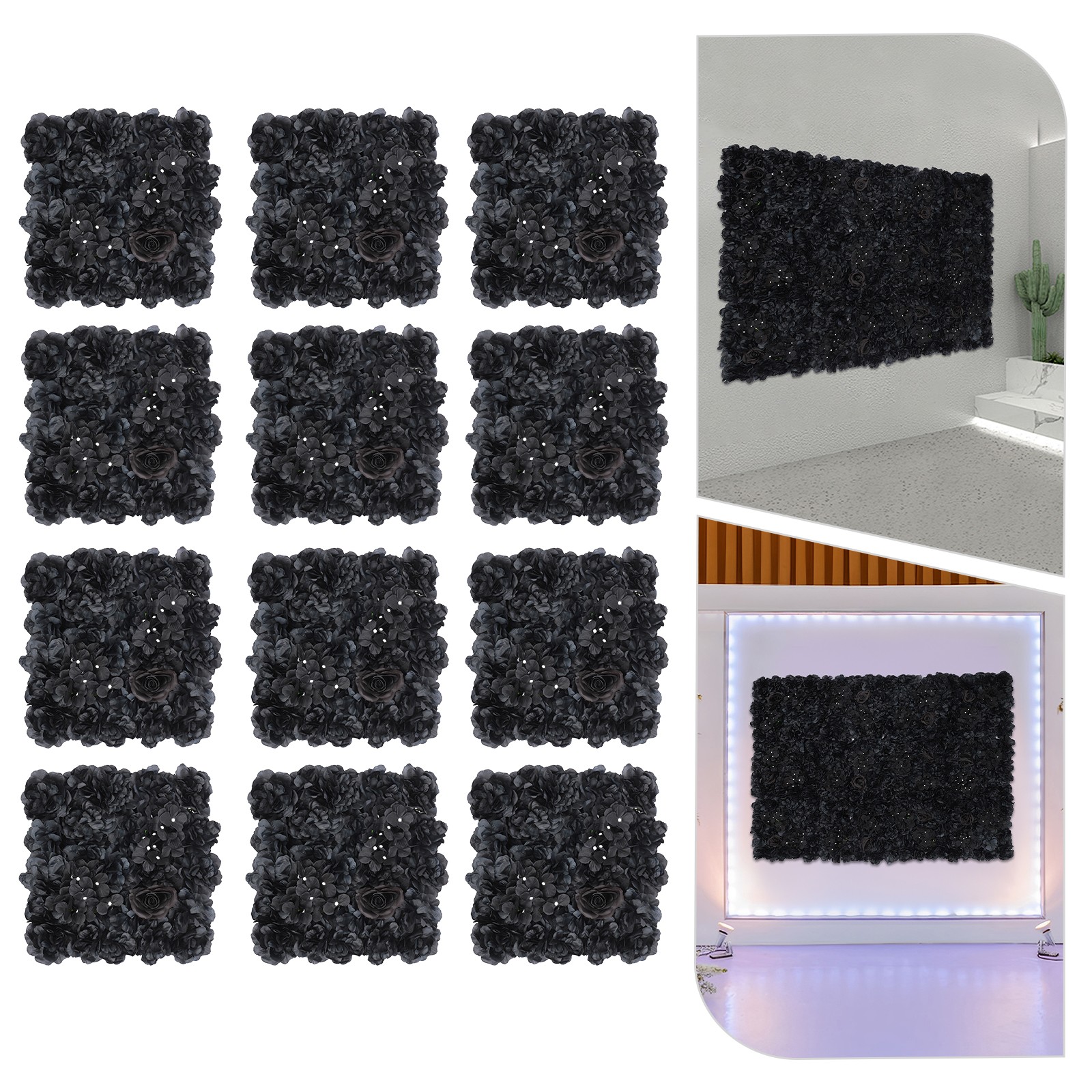 12 Pcs Flower Wall Panel, Artificial Flower Backdrop, Flower Panels For Backdrop