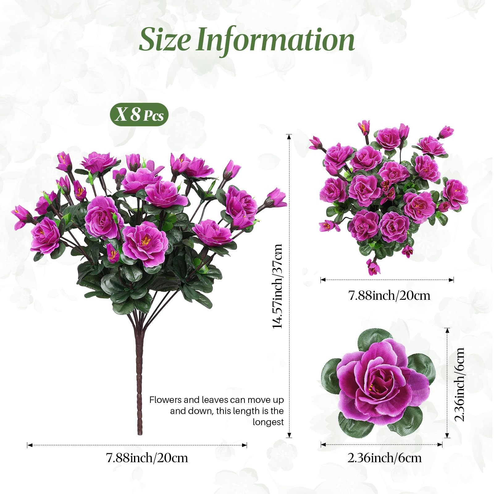 8 Large Bundles Artificial Flowers for Outdoors Spring Decoration, UV Resista…