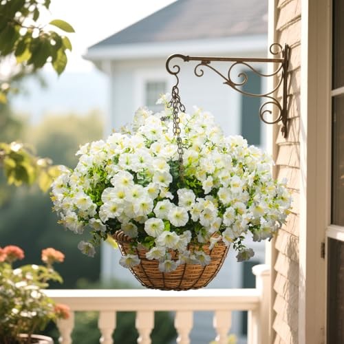 Grunyia Artificial Morning Glory Flowers – 16PCS UV Resistant Faux Silk White