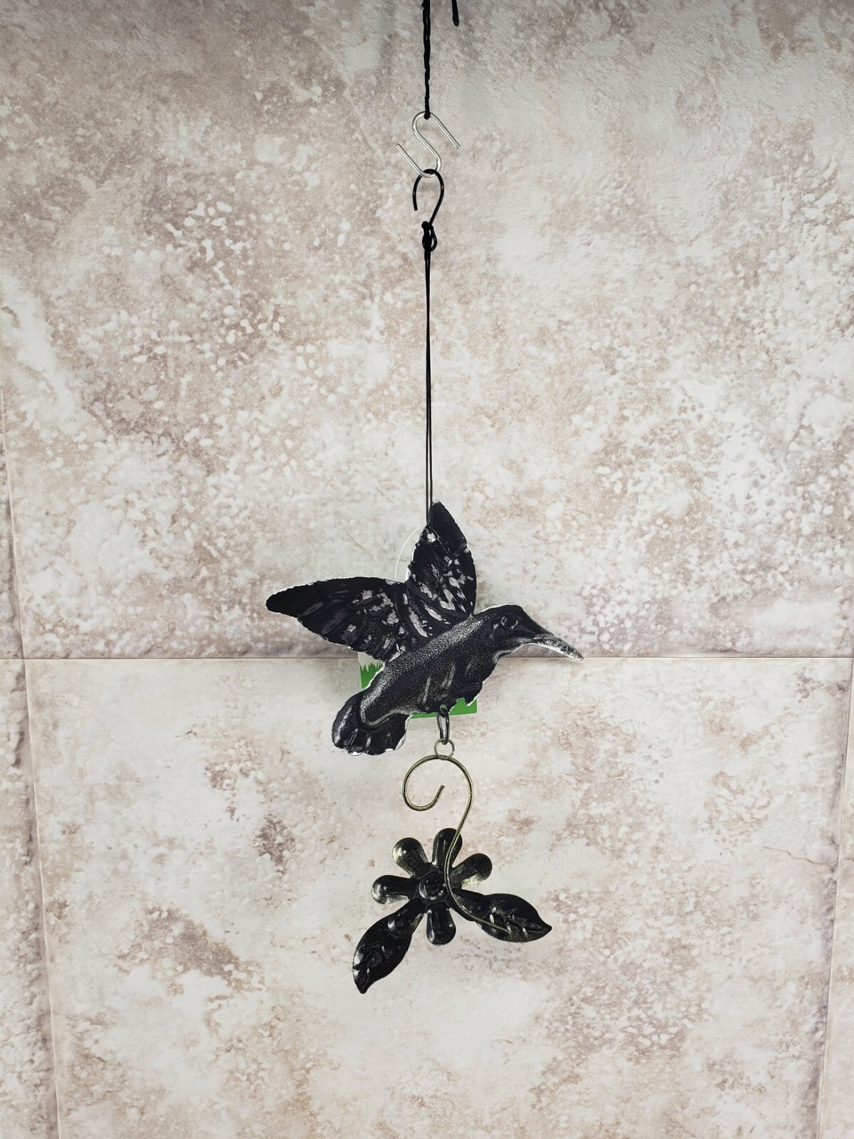 Decorative Hanging Hummingbird w/ Flower Indoor Outdoor Metal Sign True Living