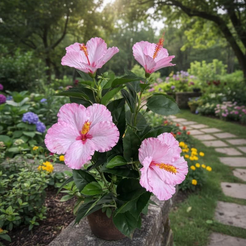 32″ Silk Fake Hibiscus Flowers Artificial Tropical with Long Stem,Tropical Plant