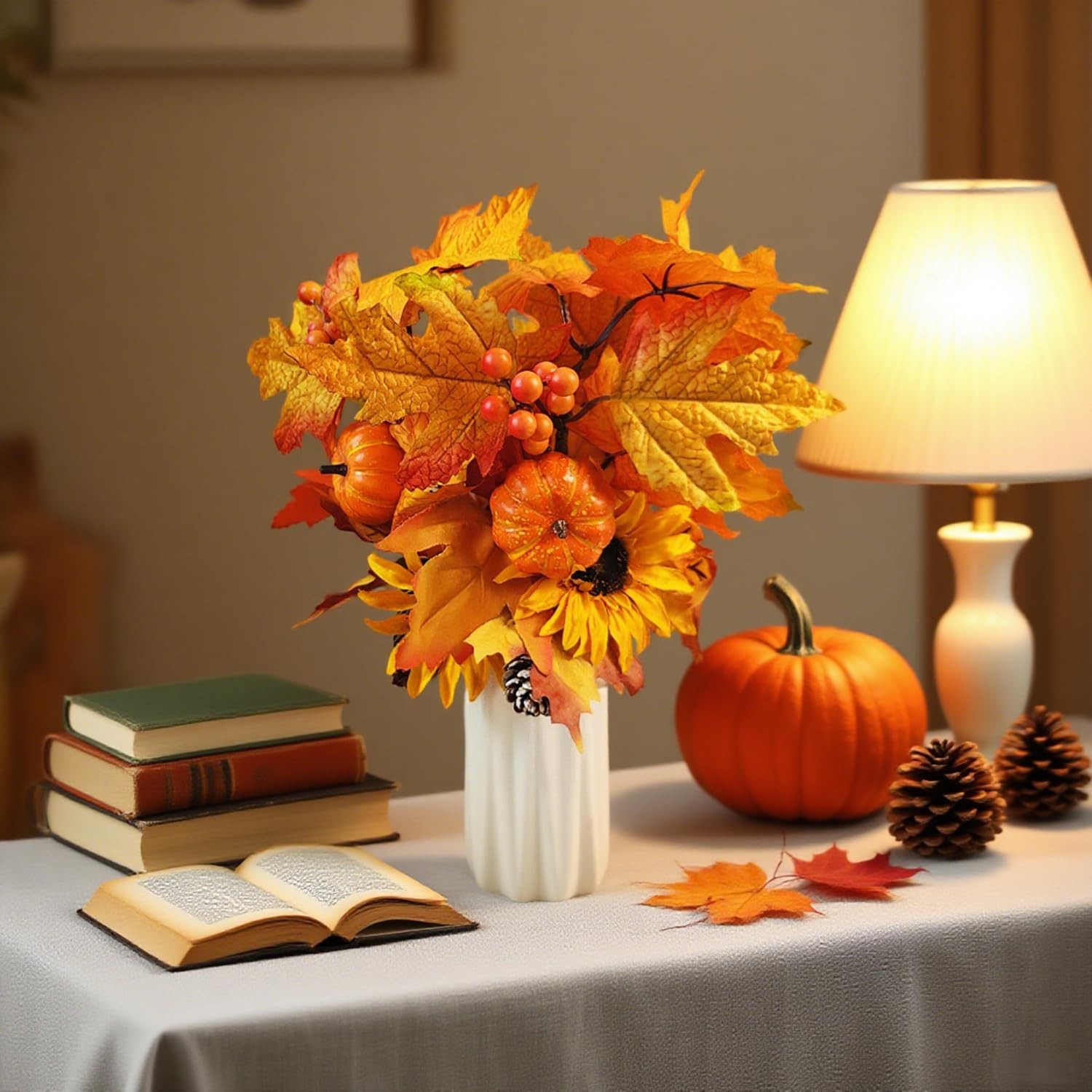Fall Flowers Artificial for Decoration,16.9 In Fall Floral Stems Picks with P…