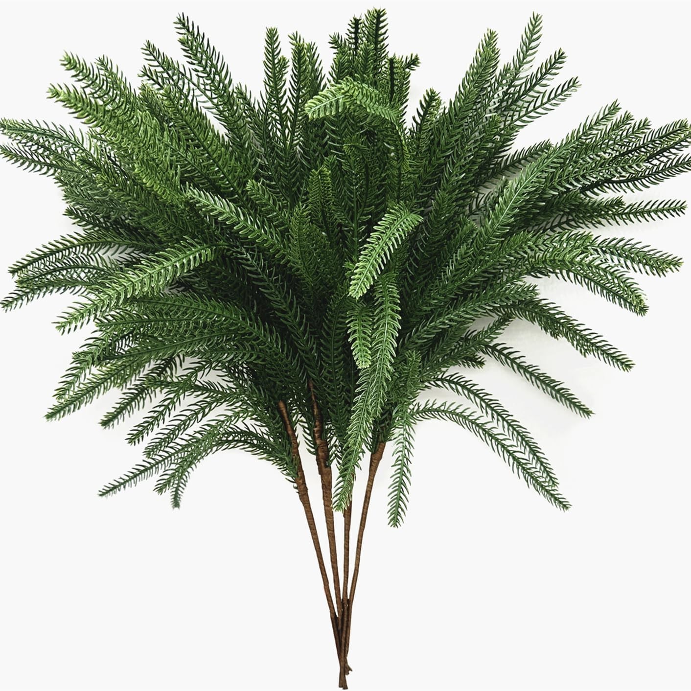 Lifelike Norfolk Pine Stems – 4-Pack 18 Inch Faux Greenery for Home Decor