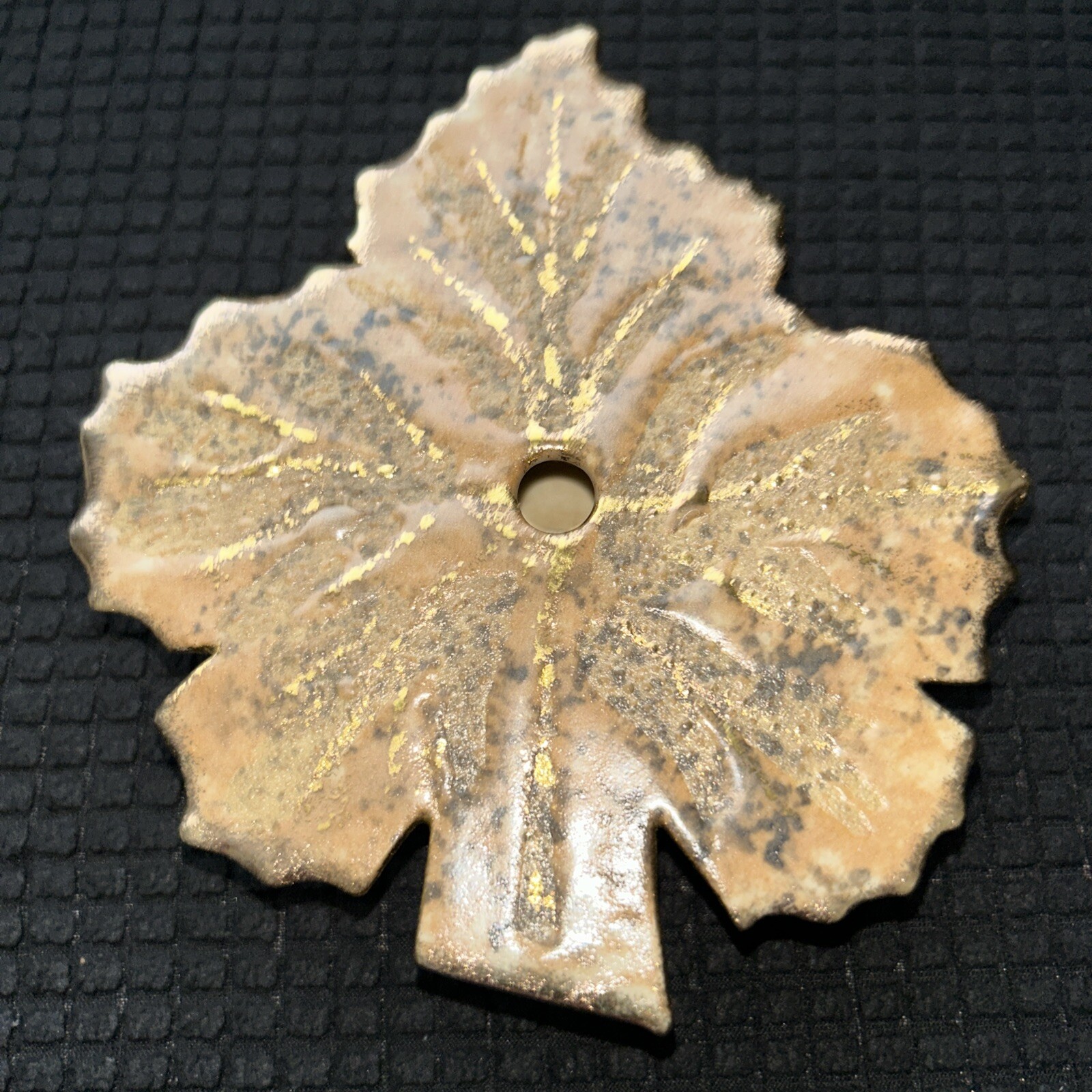 Maple Leaf Ceramic And Gold Leaf Flower Frog