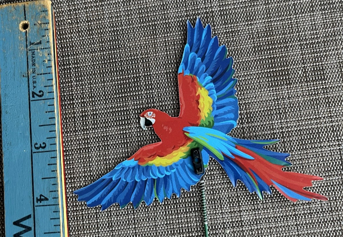 Bird Picks Lot of 3 Decorative Plastic w/Wire Stems Macaw Hummingbird Woodpecker
