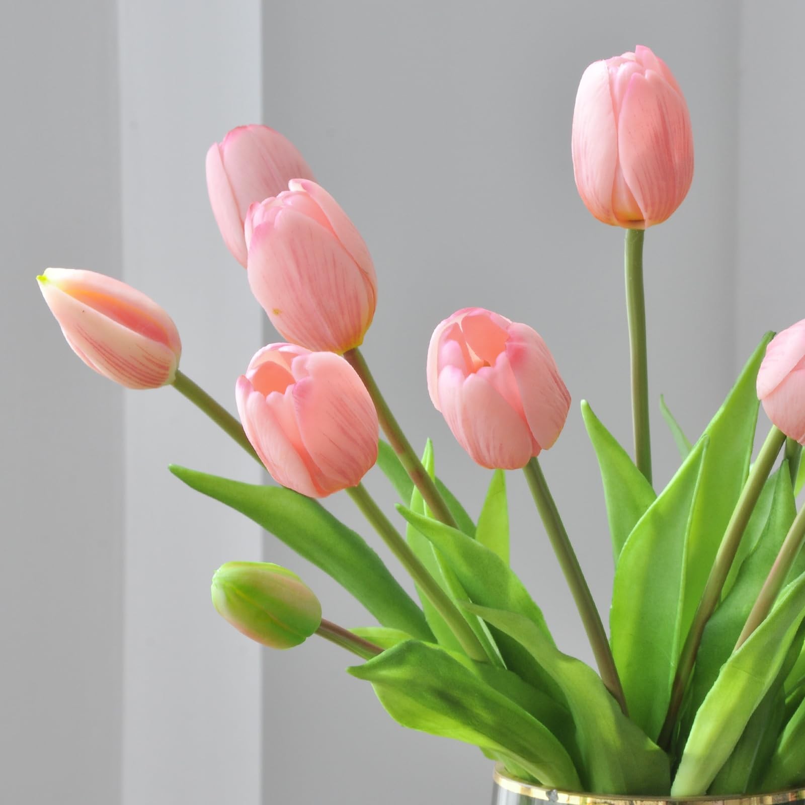 15 PCS Artificial Tulip Flowers Real Touch Latex Fake Bouquets Pink Decor