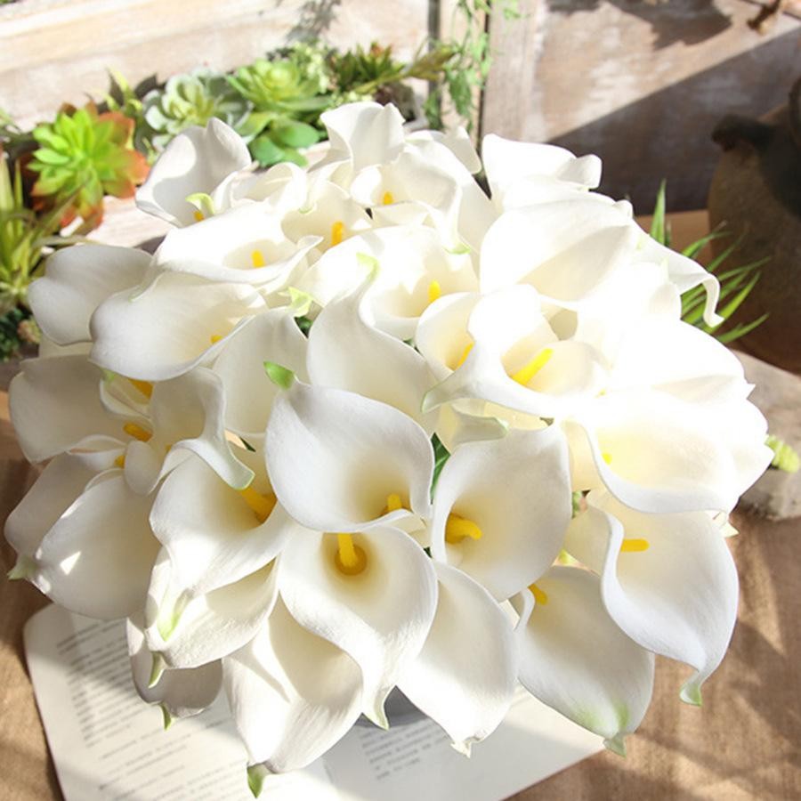 10pcs Artificial Flowers Calla Lily Faux Pu Fake Flowers for Weddings Bouquet Br