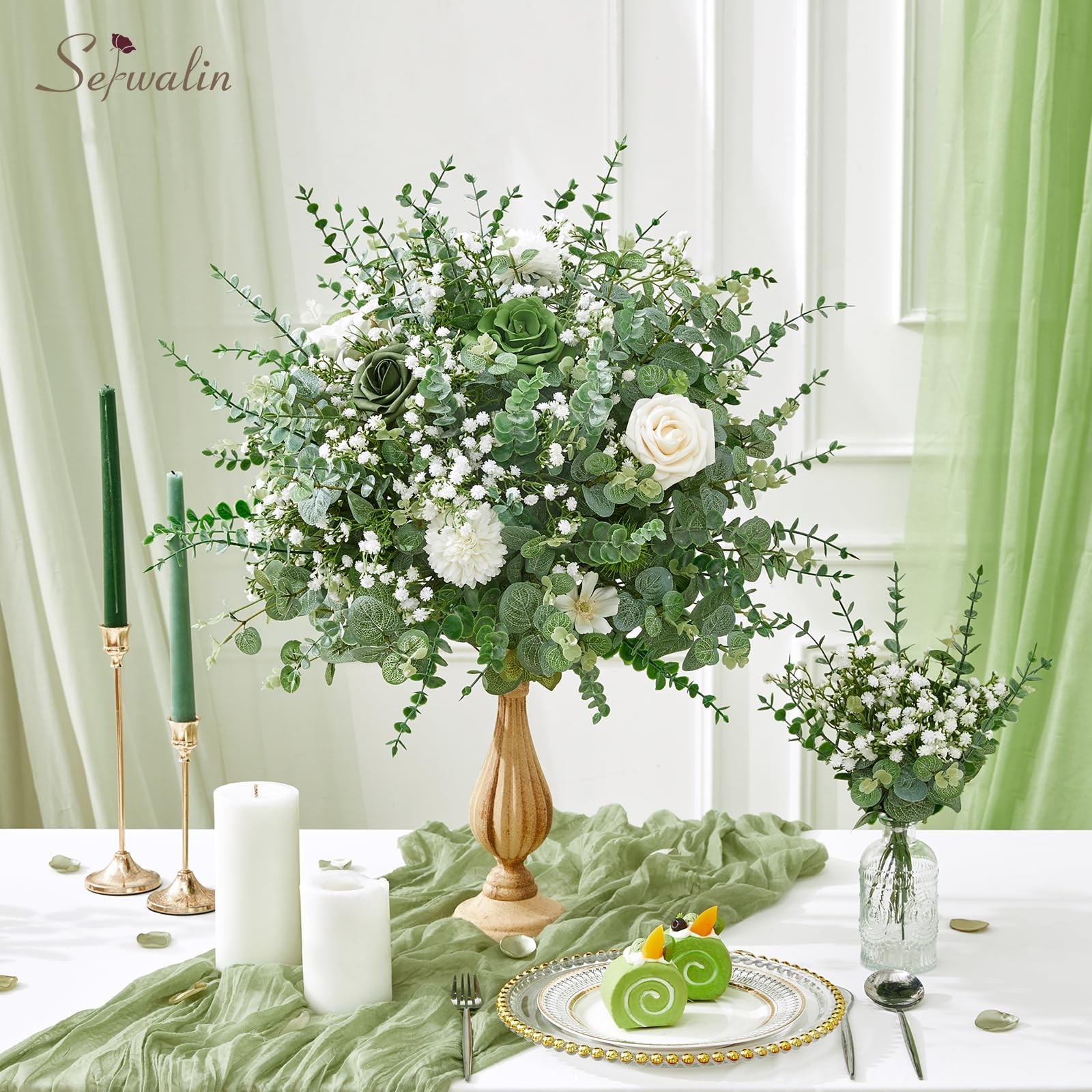 50Pcs Mixed Eucalyptus Greenery Stems 3 Kinds,Baby Breath Flowers Artificial …