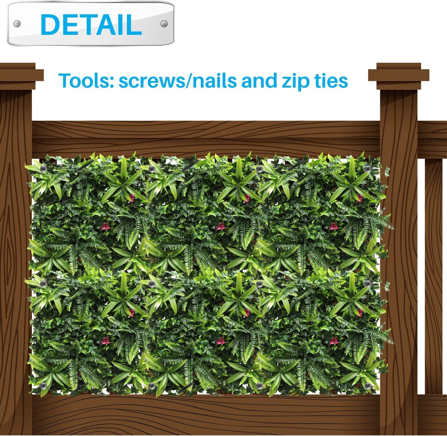 20″x20″ Artificial Faux #7 3D Mixed Panel Leaf Privacy Fence Screen Decor Hedge