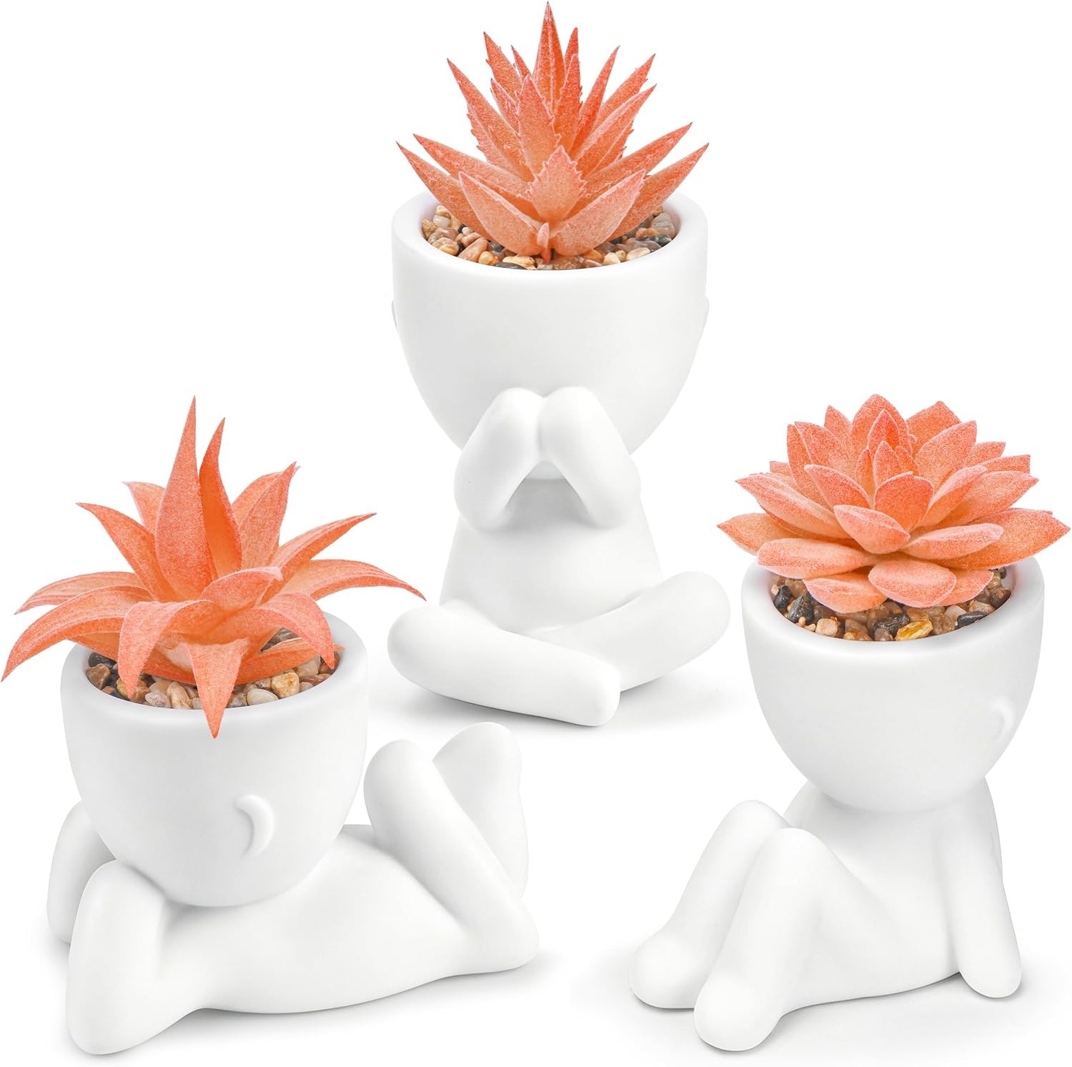 Der Rose 3pcs Fake Succulents Plants Artificial for Black Bathroom Bedroom Home