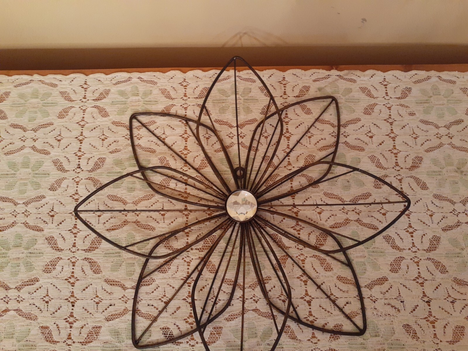 Indoor Outdoor Metal Flowers Set of 2 Black Home Porch Patio Wall Decor W/Bling