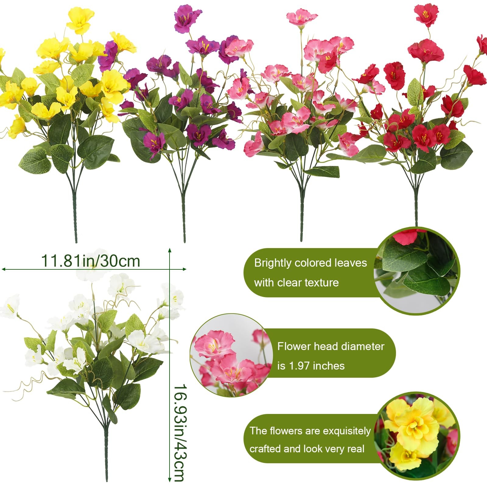 5 Pcs Artificial Flowers for Outdoors Hibiscus Spring Summer Decor Multicolor…
