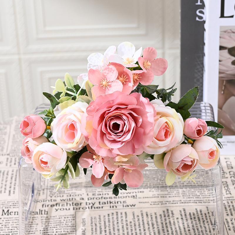 7-head Silk Peony Rose & Hydrangea Bouquet – Elegant Decor for Home & Events