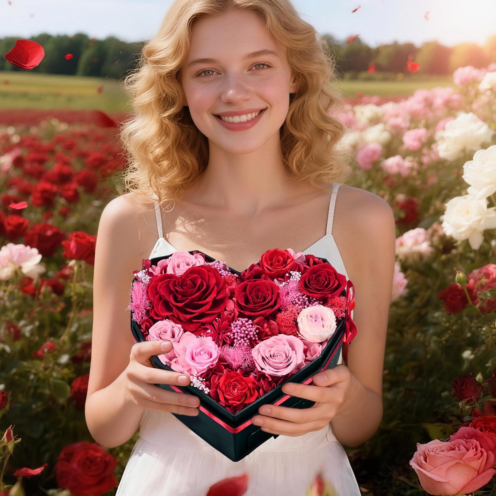 Eternal Preserved Roses Gift Box – 10 Real Flowers for Birthday, Mom, Wife, Gran