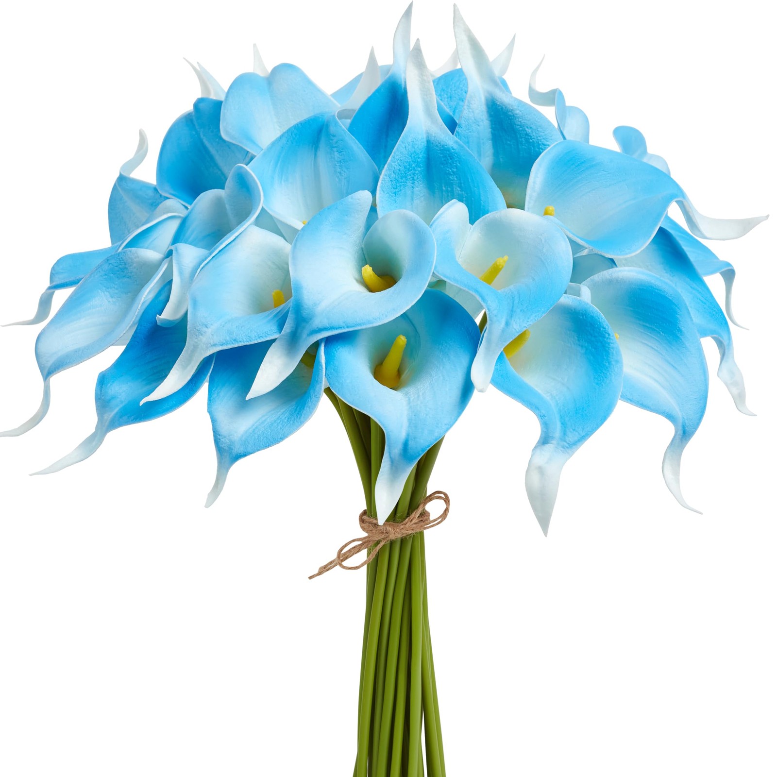 12Pcs White Blue Calla Lily Artificial Flowers for Wedding Decor