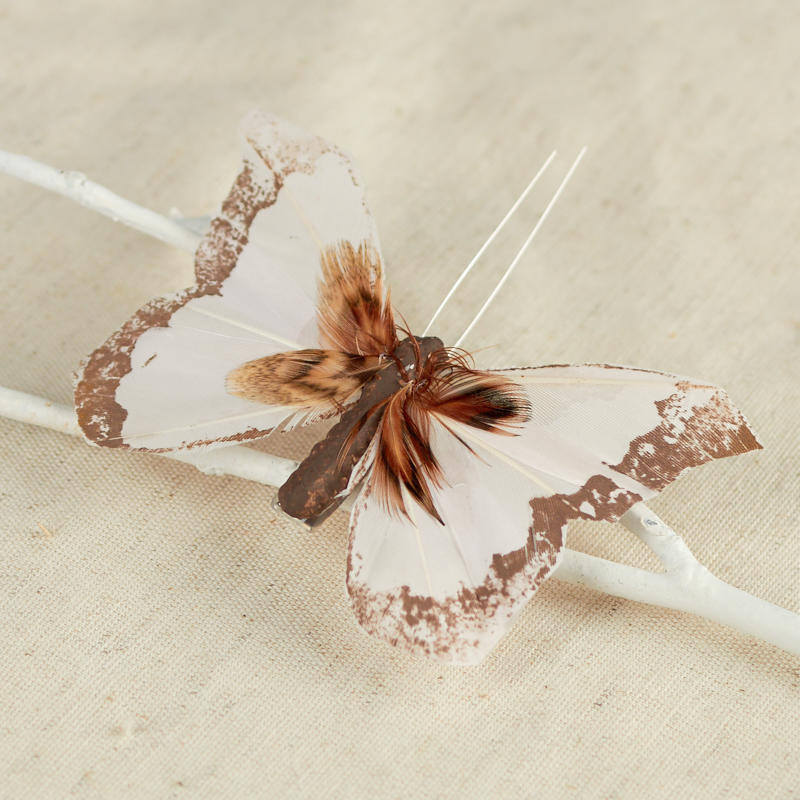 Package of 12 Feathered Artificial 3-1/2″ Butterflies with Alligator Clips