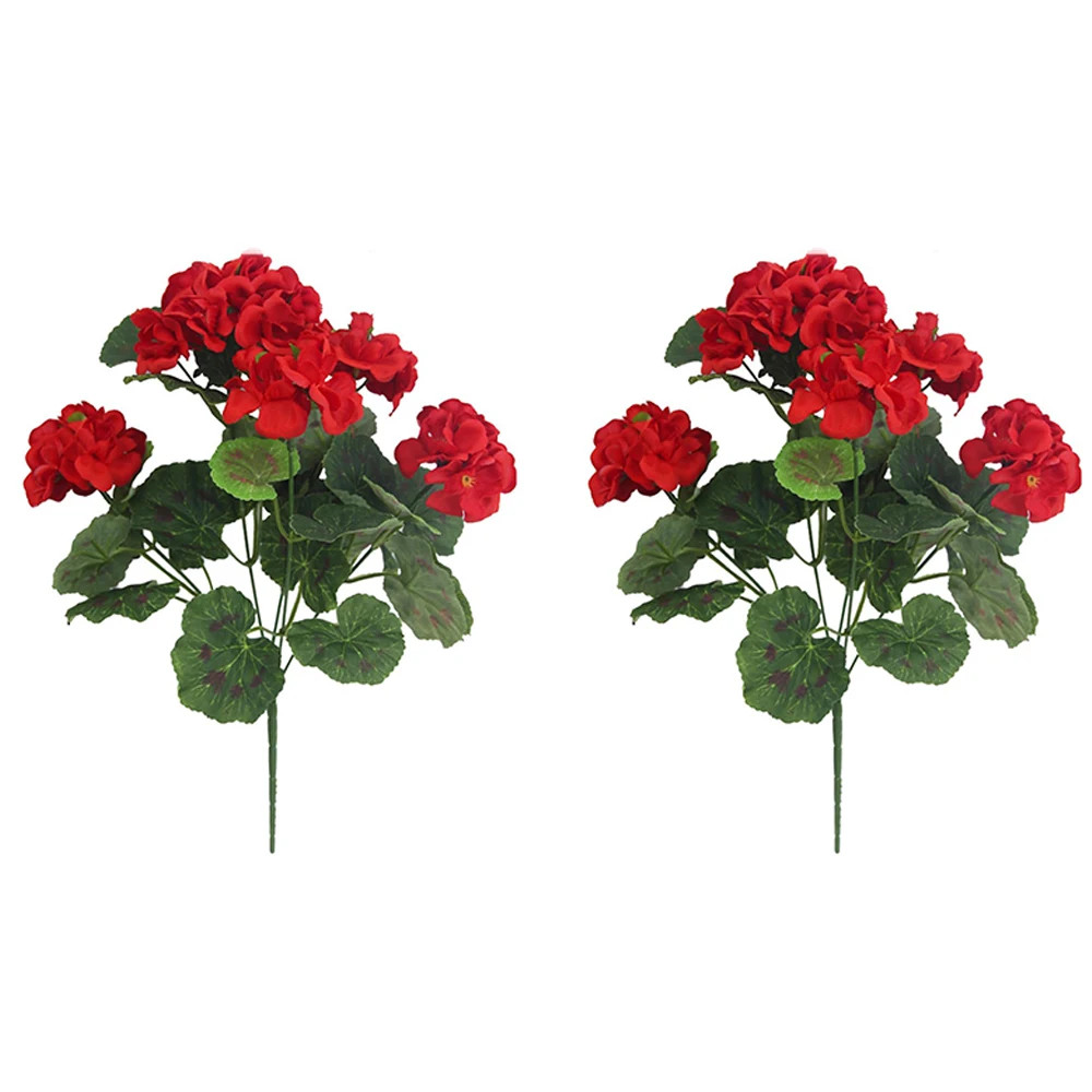 2/4Pcs Artificial Flowers Faux Geranium UV Resistant Fake Flower for Planter Out