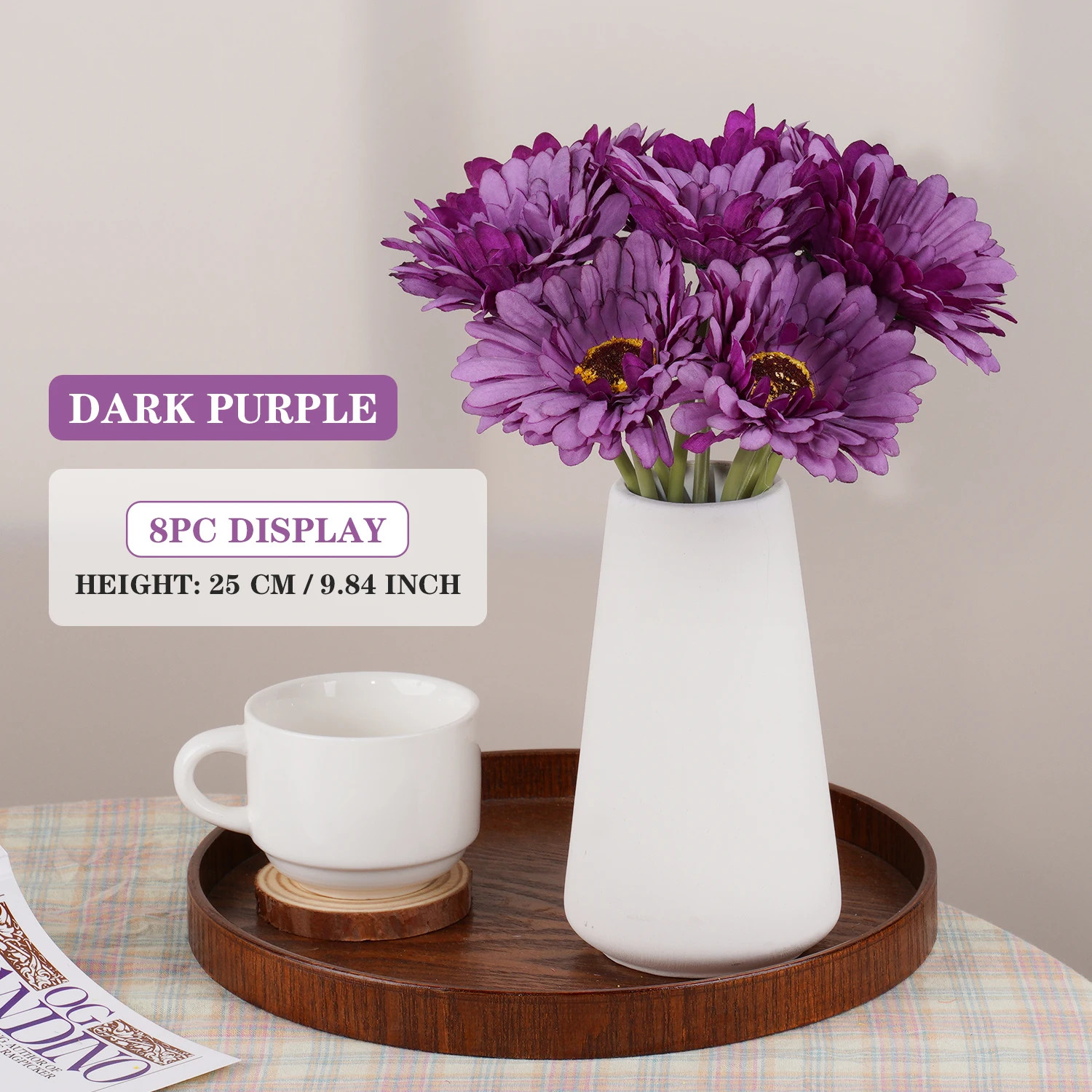 25Cm/9.84Inch Artificial Barberton Daisy for Wedding Party Arrangement Decoratio