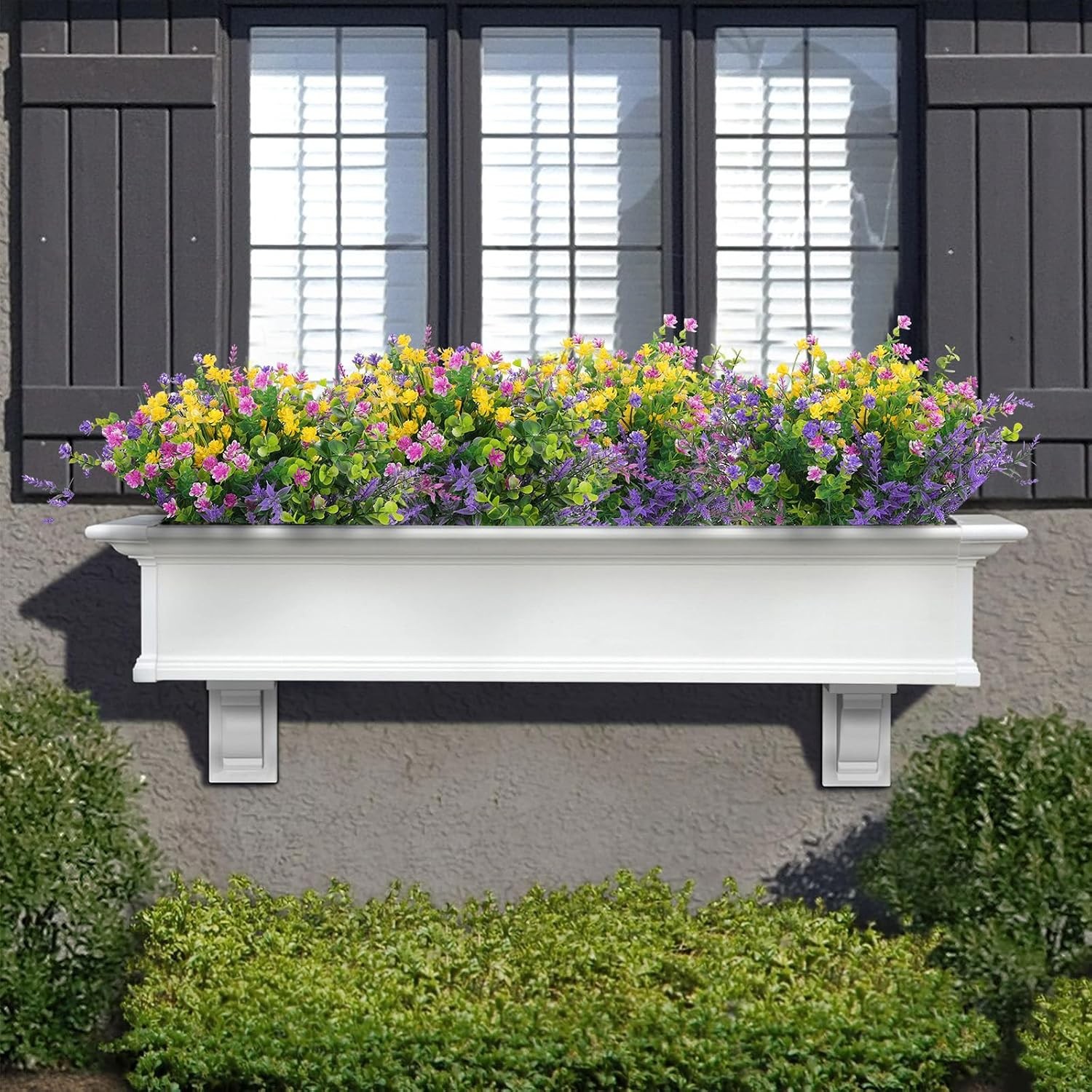 48 Pcs Artificial Flowers Outdoor Faux Artificial Plants UV Resistant Plastic