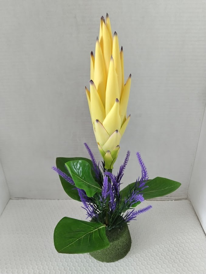 Artificial Protea Plant. Hawaiian Flowers. Tropical Flowers YELLOW