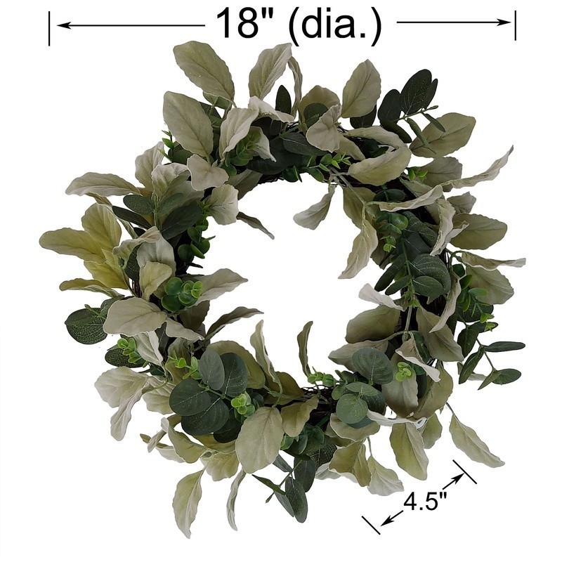18in Artificial Evergreen Wreath Indoor Decorative Foliage Home Accent New